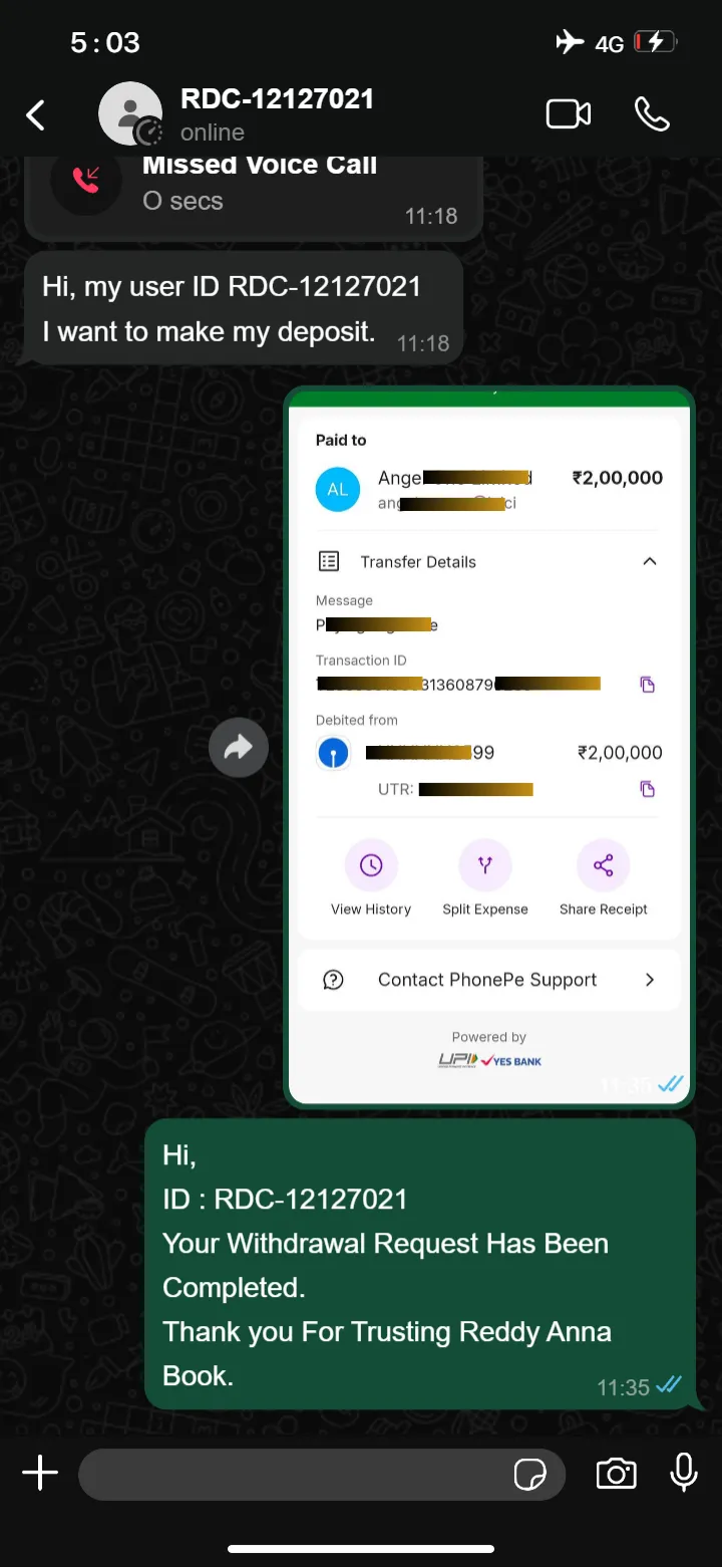 Reddy Anna Real Earnings & Withdrawal Screenshots